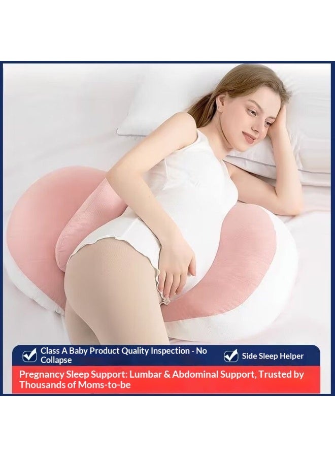 Pregnancy Pillow Sleep Aid Pillow Prenatal Support Pillow Back, Leg, and Belly Support Removable Pillowcase Adjustable U-Shaped Design for Belly Contouring Pink Edition - Image 2