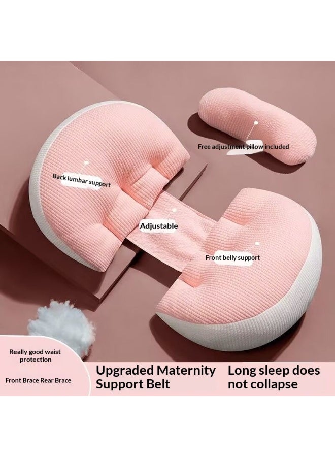 Pregnancy Pillow Sleep Aid Pillow Prenatal Support Pillow Back, Leg, and Belly Support Removable Pillowcase Adjustable U-Shaped Design for Belly Contouring Pink Edition - Image 1