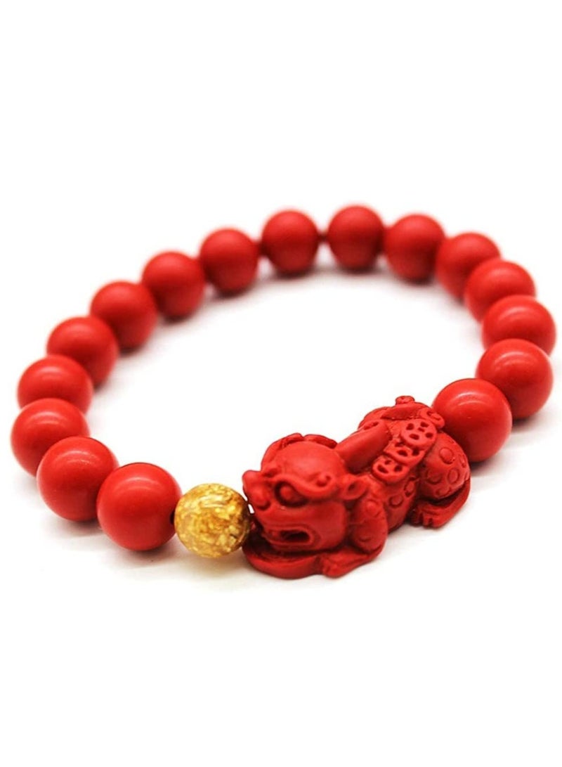 Zikra سوار تعويذة فنغ شوي للرخاء مع خرز أحمر وسحر بيكسيو بي ياو لجذب الثروة المحظوظة للنساء والرجال - Image 1