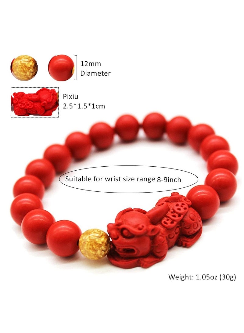 Zikra سوار تعويذة فنغ شوي للرخاء مع خرز أحمر وسحر بيكسيو بي ياو لجذب الثروة المحظوظة للنساء والرجال - Image 3