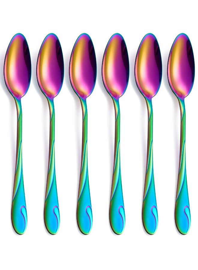 Seeshine Rainbow Dinner Spoon Set, 7.6-inch Stainless Steel Spoon Silverware, 6-Piece Shiny Rainbow Soup Spoons Table Spoon, Dishwasher Safe, Set of 6 - Image 1
