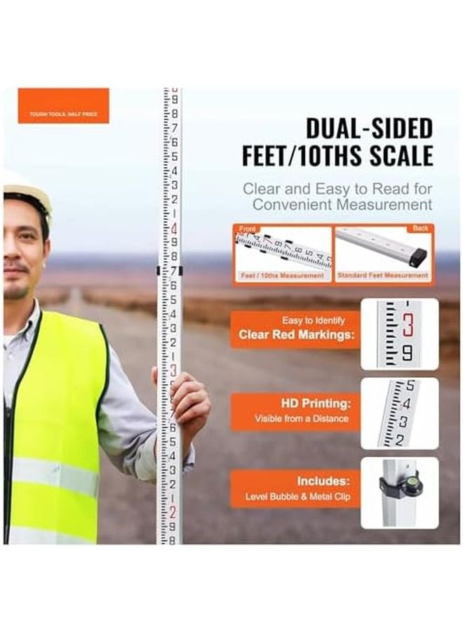 Aluminum Grade Rod 14ft Telescopic Survey Rod with Bubble Level and Bag - Image 3