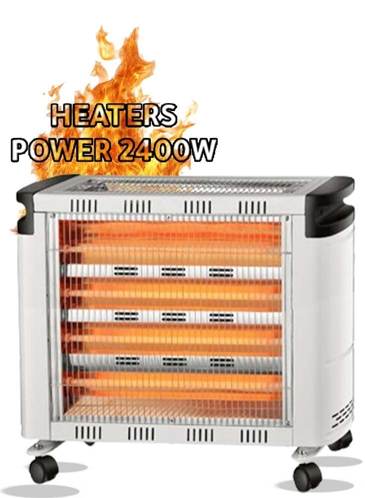 Arrow Quartz Heater with 4 Tubes | 2400W Power,  Dual Sided Heating (Top & Front) | 6 Heating Settings  | High Efficiency & Energy Saving Room Heater | Tip-Over Protection | Portable with Handle & Castor Wheels | Large-Scale Heating | Adjustable Thermostat & Rotary Control - Image 1