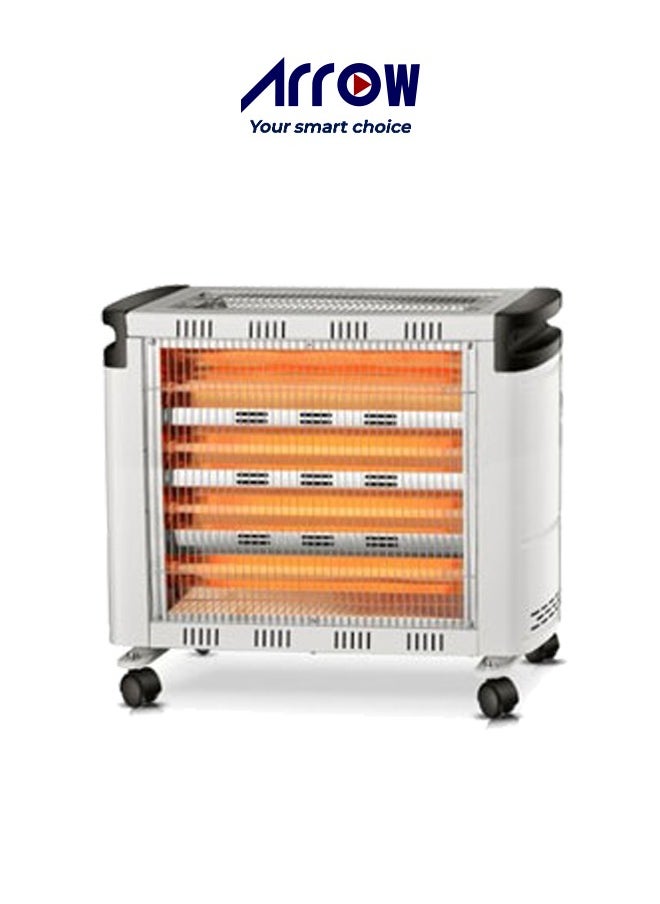 Arrow 2400W Electric Heater, 6 Quartz Heating Elements | Dual Sided Heating (Top & Front) | 6 Heating Settings | Smooth & Stable Castors for Easy Mobility | Model: RO-CP2600H 