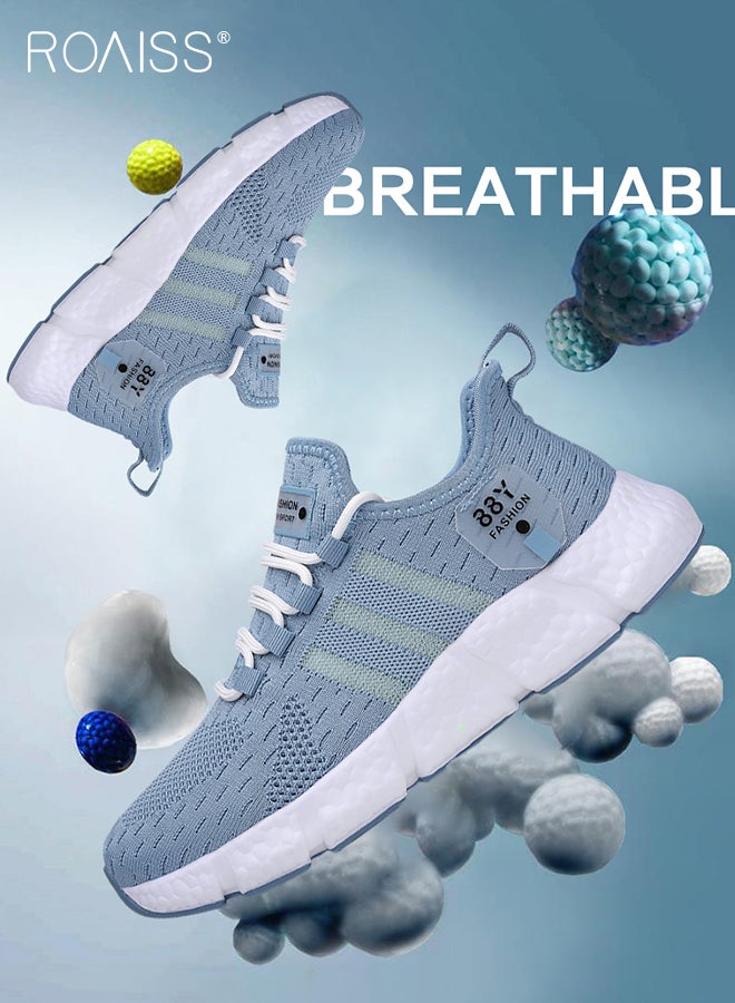 رويس أحذية رياضية أنيقة للرجال، أحذية رياضية خفيفة الوزن قابلة للتنفس للرجال، أحذية رياضية برباط غير قابلة للانزلاق، أحذية رياضية ممتصة للصدمات مع بطانة ناعمة، مناسبة للارتداء اليومي والأنشطة الخارجية باللون الأزرق - Image 3
