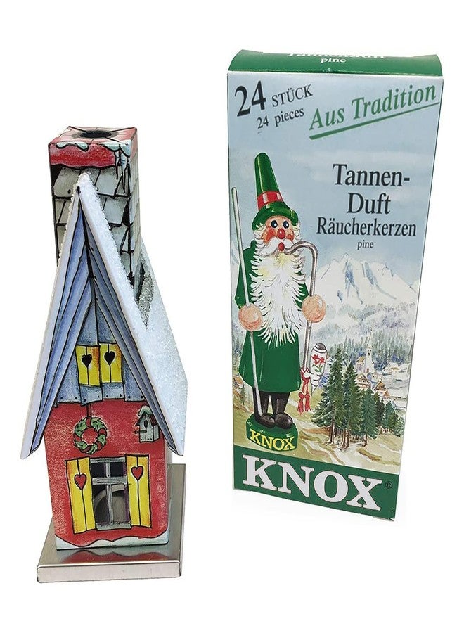 Knox Chalet House 2 x 4.5 Inch Metal Christmas Incense Smoker Figurine with Pine Incense Cones - Image 1