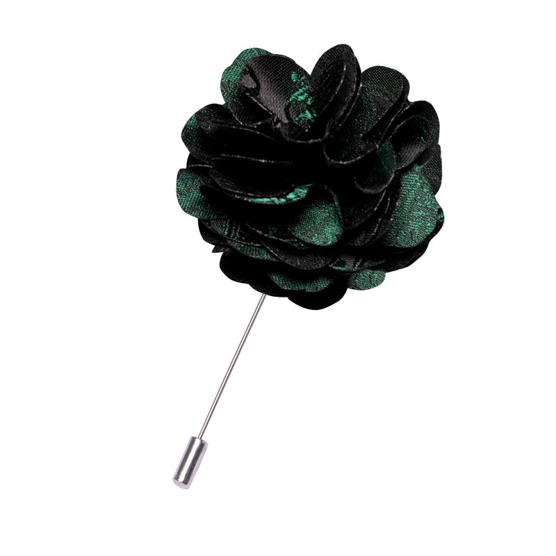 JEMYGINS Dark Green Paisley Bow Tie Pre-tied Bowtie and Pocket Square Cufflinks Lapel Pin Sets for Men(7) - Image 3