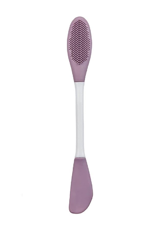 FALONG Beauty Silicone Face Mask Applicator Makeup Brush Double-Ended Facial Mask Brush for Mud Scoop Face Washing Brush Gentle Exfoliating Massaging Removing Blackhead for Creams (Purple color) - Image 1