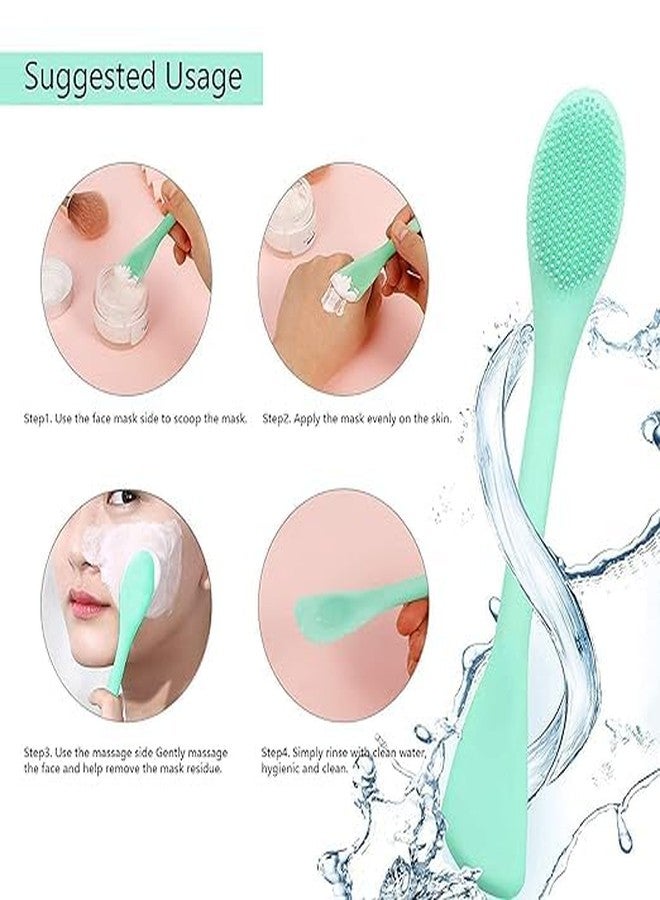 FALONG Beauty Silicone Face Mask Applicator Makeup Brush Double-Ended Facial Mask Brush for Mud Scoop Face Washing Brush Gentle Exfoliating Massaging Removing Blackhead for Creams (Purple color) - Image 4