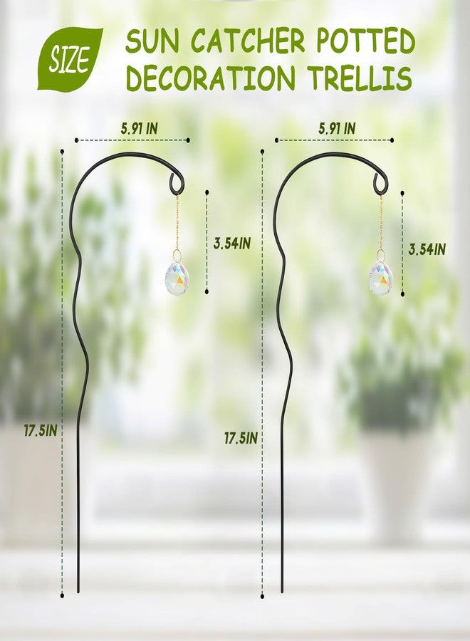 OYOEETD Plant Trellis for Potted Plants with Colorful Crystal Sun Catcher, 17.5 Inch Metal Plant Stakes for Indoor Plant Accessories Indoor for Home Garden,Plant Lover Gift (Black) - Image 2