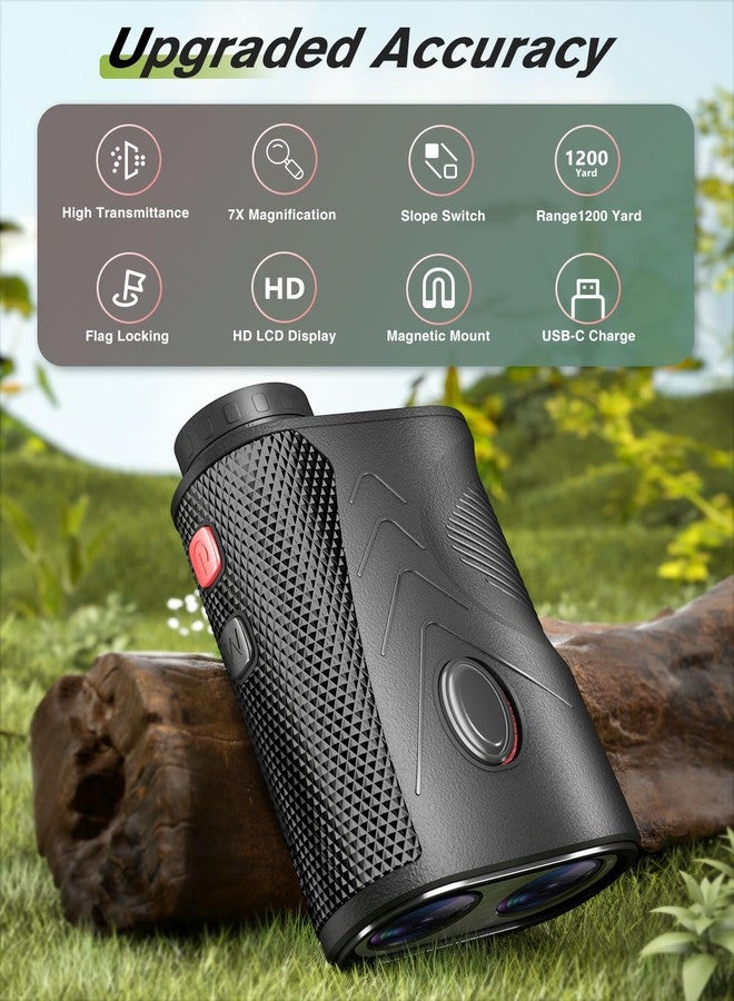 FCLPAN Golf Rangefinder with Slope, 1200 Yards Range Finder Golf, 7X Magnification Rangefinder with Flag Pole Locking Vibration, Rechargeable Range Finder with Magnet Stripe, Golf Accessories for Men - Image 2