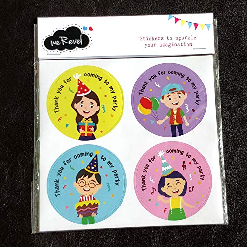 weRevel Birthday Celebration Theme Thank You Party Stickers, 40 Count, 2 Inches, Round, 4 Unique Designs, Paper-Self-Adhesive - Image 2