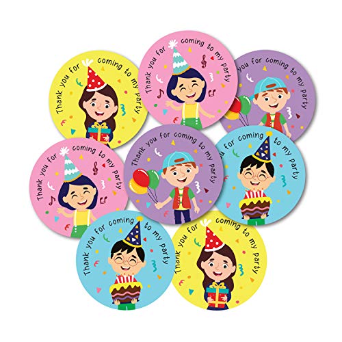 weRevel Birthday Celebration Theme Thank You Party Stickers, 40 Count, 2 Inches, Round, 4 Unique Designs, Paper-Self-Adhesive - Image 1
