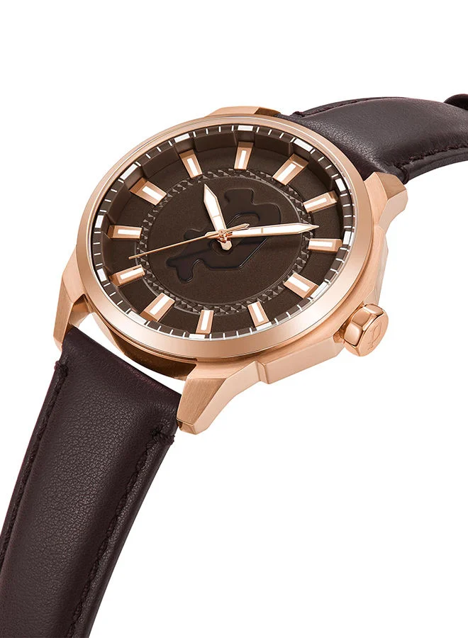 بوليس Mens Laweka Leather Strap Analog Wrist Watch PEWJA2204307 46mm Brown
