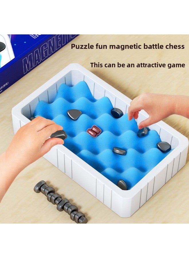 Children's Magnetic Effect Chess Casual Puzzle Magnet Battle Desktop Game Suit Magnet Interactive Board Game Toy-Color:[Chinese Color Box] Sponge Rope-magnetic Effect Chess 600g