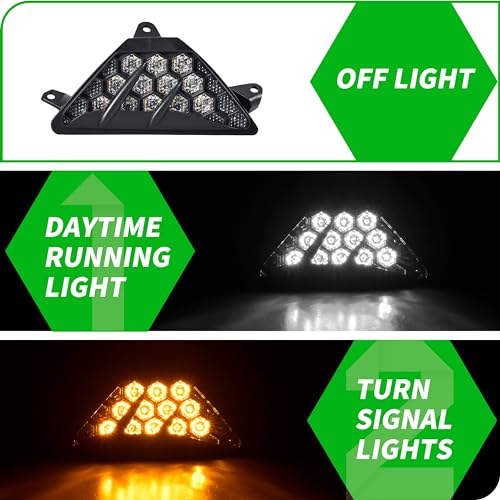 VEISUTOR LED Front Turn Signal Indicator Light for Ninja400 13-24, Amber Turning Lamp and White Daytime Running Lights Lamp for Kawasaki Ninja 400 Ninja 300 Ninja 650 Ninja 1000 2013-2024 Accessories - Image 2
