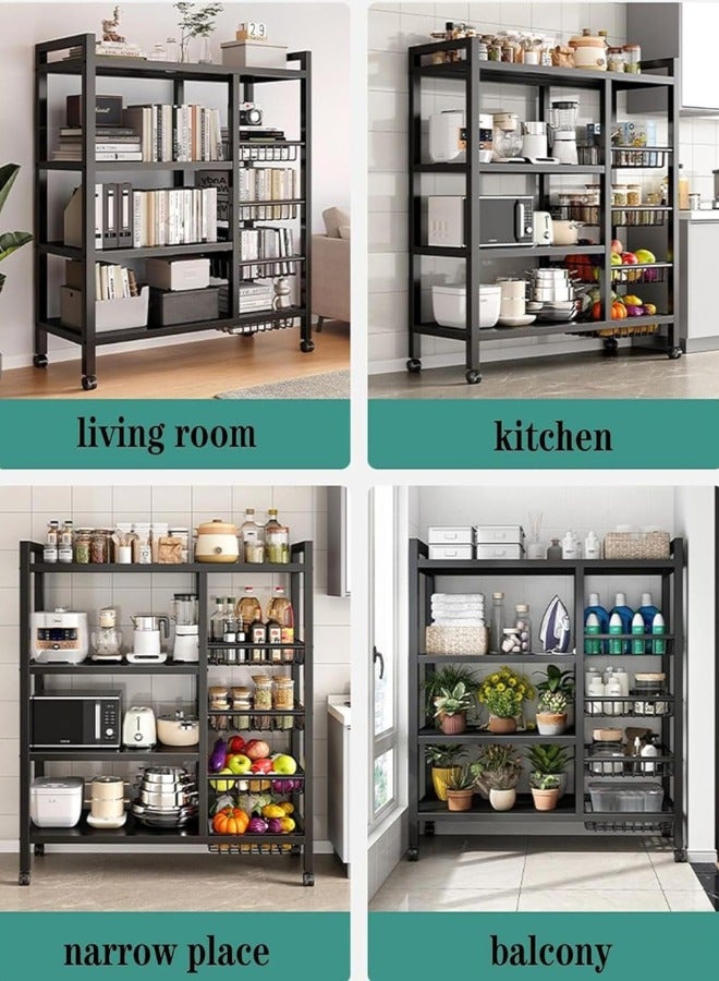 SHEE ONE 4-Tier Metal Storage Rack with Heavy Duty Adjustable Wheels for Kitchen and Home - Image 5