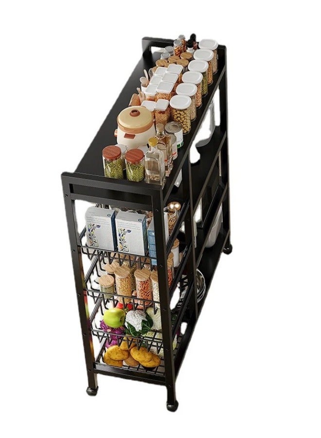 SHEE ONE 4-Tier Metal Storage Rack with Heavy Duty Adjustable Wheels for Kitchen and Home - Image 2