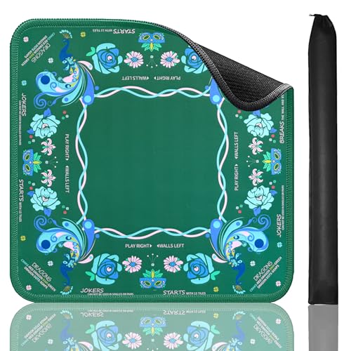 Jongyance Printed American Learning Mahjong Mat 33x33 with Black Carrying Bag AntiSlip NoiseReducing Mahjong Table Mat for Mahjongg Poker Board Games Dominoes - Image 1