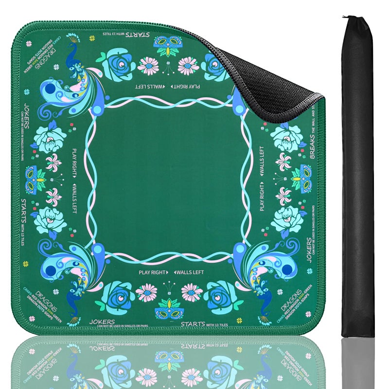 Jongyance Printed American Learning Mahjong Mat 33x33 with Black Carrying Bag AntiSlip NoiseReducing Mahjong Table Mat for Mahjongg Poker Board Games Dominoes - Image 3