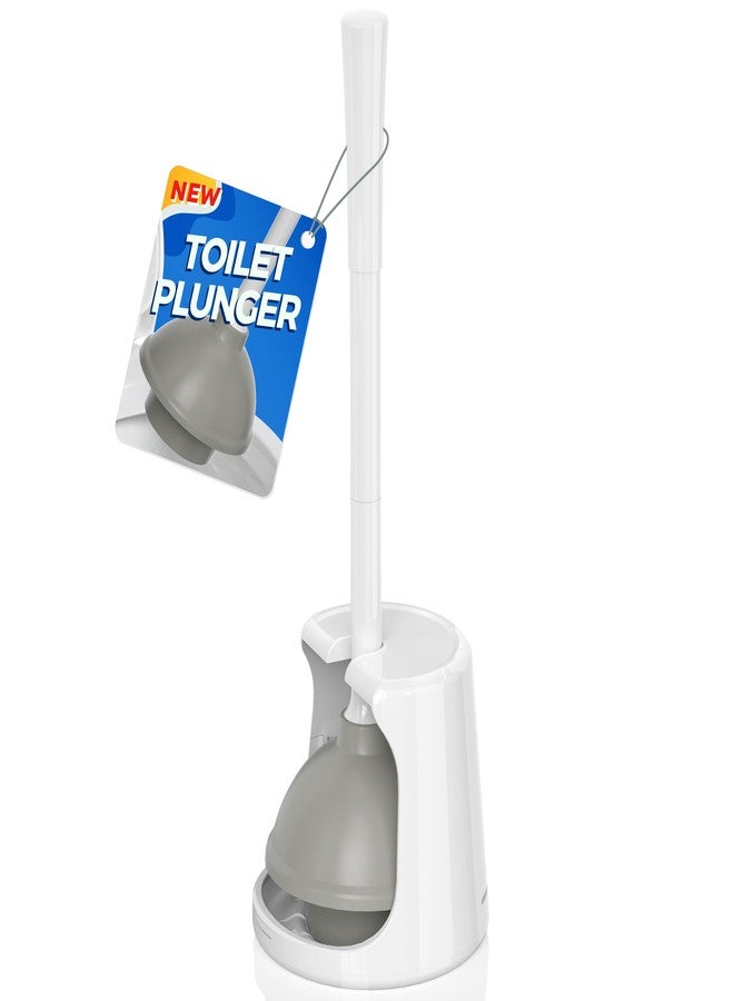 LOVLOY Toilet Plunger with Holder, Plungers for Bathroom Heavy Duty for 5.7-inch Toilet Drain, Toilet Plunger and Holder Combo for Bathroom Cleaning(White) - Image 1