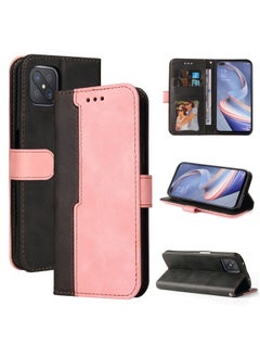 HuHa Case Cover For OPPO A92S/A72 5G/A73 5G/A52 5G/Reno4 Z Business Stitching-Color Horizontal Flip PU Leather Case with Holder & Card Slots & Photo Frame & Lanyard Pink 