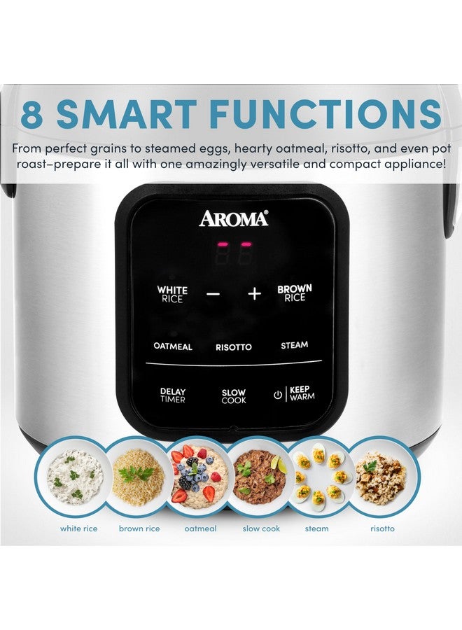 Aroma AROMA® Digital Rice Cooker, 4-Cup (Uncooked) / 8-Cup (Cooked), Steamer, Multicooker, Slow Cooker, Oatmeal Cooker, Auto Keep Warm, 2 Qt, Stainless Steel Exterior  - Image 4