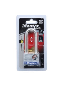 Master Lock Laminated Steel Pin Tumbler Long Shackle Padlock Silver 3.5 x 1.56 x 1.28 Inch 1DLJ 