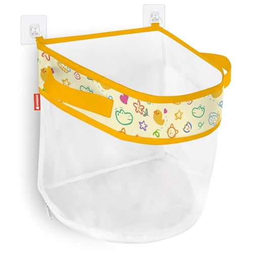 UNEEDE Duck Print Bath Toy Organizer, 4.15 Gallons Bathtub Toy Holder, Quick Dry Mesh Shower Caddy, Yellow Duck Stuff - Image 1