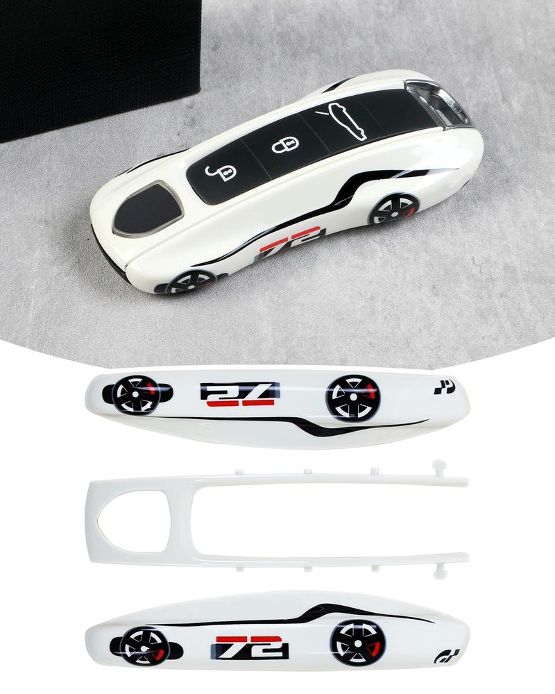 LIMBQS Car Key Protection Keychain, Key Cover for Porsche Panamera 911 Cayenne Taycan (New White) - Image 2
