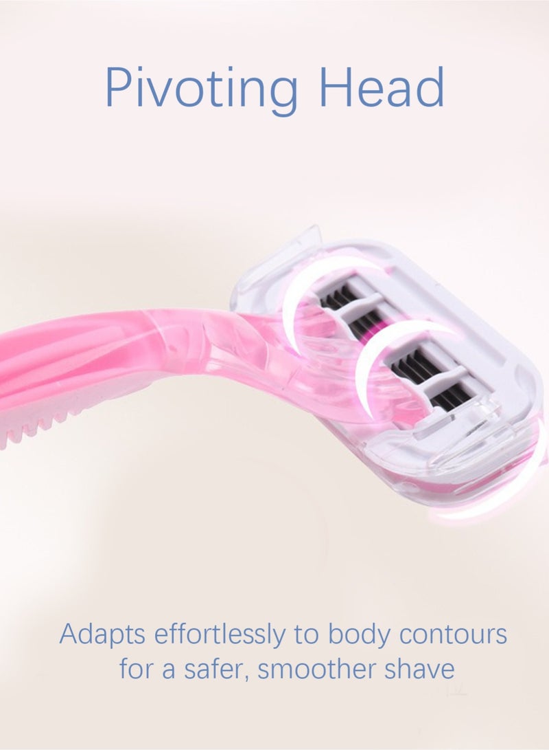 GOODMAX Disposable Razor, Shaving Razors, Flexible Pivoting Head, Lubricating Strip, Ergonomic Handle, Shower Safe for Women - Image 4