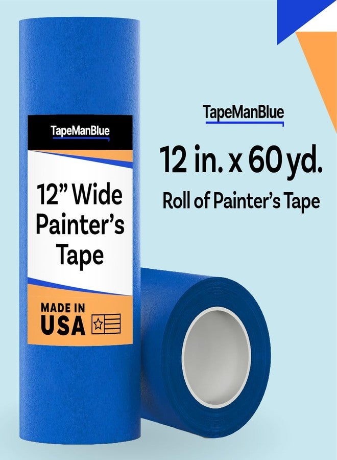 TapeManBlue شريط لاصق أزرق عريض من تيب مان بلو، 12 بوصة × 60 ياردة، صنع في أمريكا، شريط لاصق ممتاز للطباعة ثلاثية الأبعاد والقطع بالليزر، يُزال بسهولة لمدة 21 يومًا - Image 2