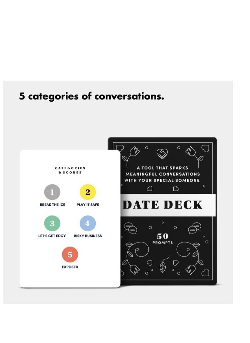 Date Deck by BestSelf Co Exciting Engaging And Though-Provoking Conversation Prompts Perfect For Unlocking Connection Intimacy and Meaningful Discussion  50 Cards