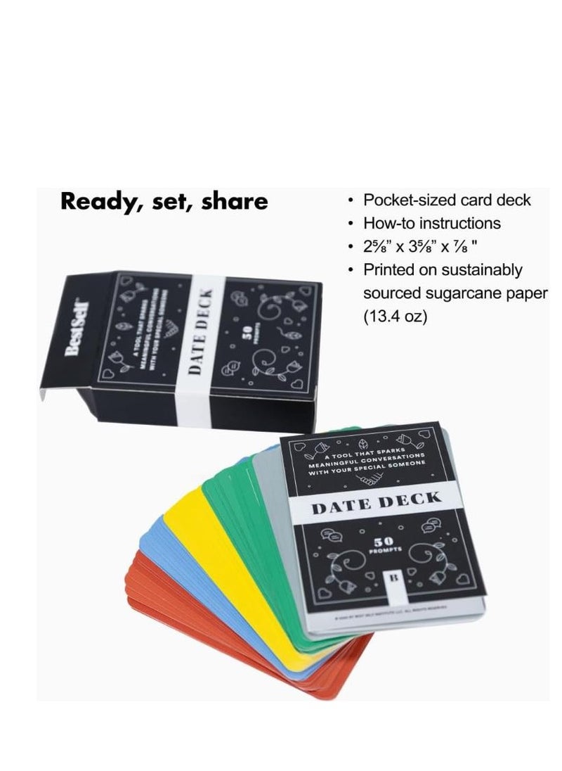 Date Deck by BestSelf Co Exciting Engaging And Though-Provoking Conversation Prompts Perfect For Unlocking Connection Intimacy and Meaningful Discussion  50 Cards