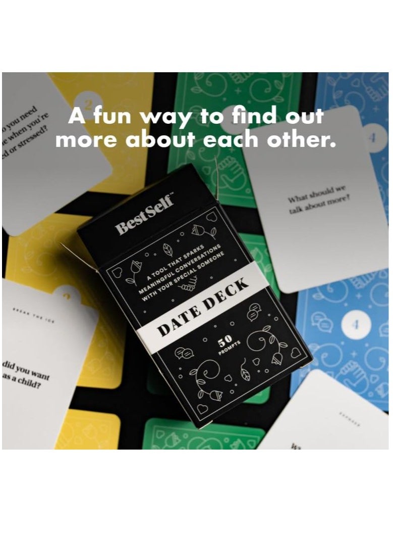 Date Deck by BestSelf Co Exciting Engaging And Though-Provoking Conversation Prompts Perfect For Unlocking Connection Intimacy and Meaningful Discussion  50 Cards