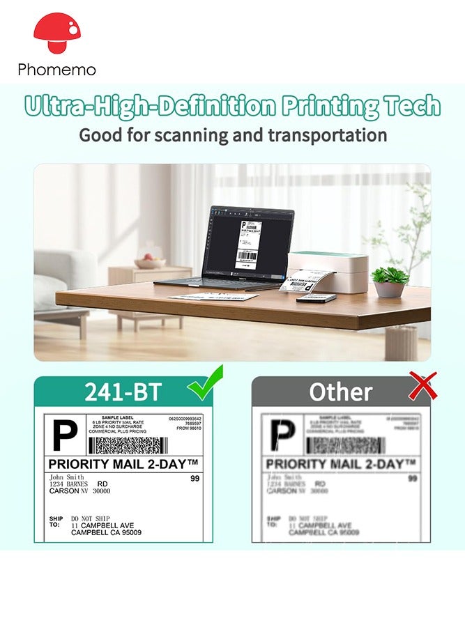phomemo 241-BT Bluetooth Thermal Label Printer, 4X6" Wireless Shipping Label Printer for Small Business, Label Printer for Shipping Packages, Compatible with iPhone, Android  (Green) - Image 4