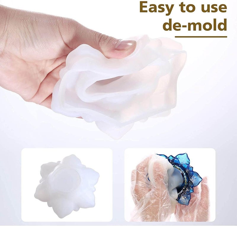 URBAN BOX URBAN BOX Resin Candle Holder Molds Tealight Candles Holder Lotus Flower Molds Silicone Molds for Epoxy Resin DIY Jewelry Box Home Table Decor Pack of 1 Lotus Candle Holder  - Image 4
