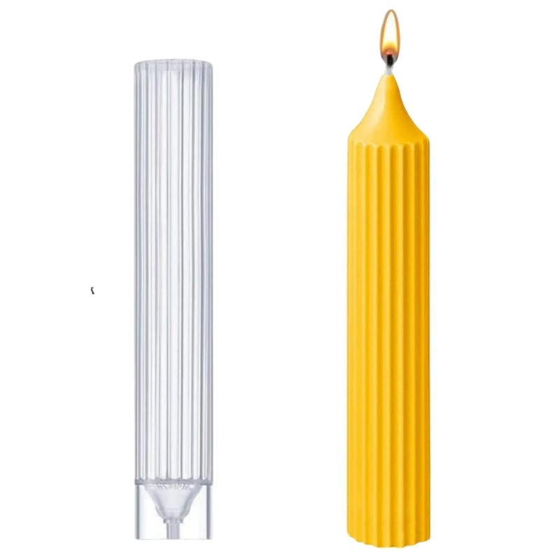 SOFTCREATO Polo Striped Pillar Candle Mold I Long Rod Cylinder Acrylic Candlestick Wax Mould I for DIY Handmade Cake Dcor Aromatherapy Candles Making Home Wedding Party Decoration 35 X 15 CM