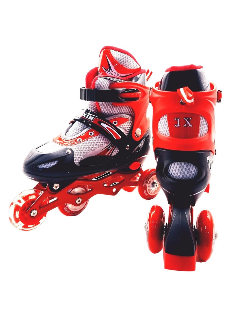 Generic - Adjustable Inline Skates with 4 Illuminated Flashing Wheels, Comfortable for Adult, Red Colour, Size (39-42 cm), Easy To Use - Image 1