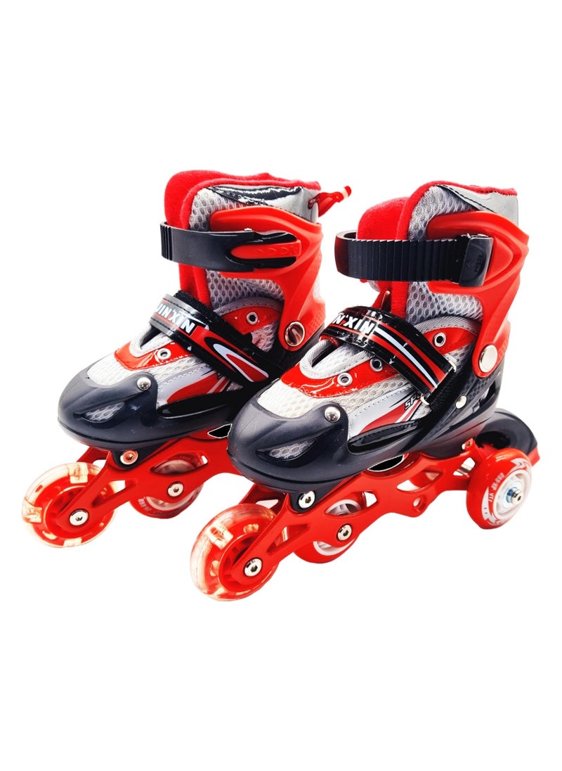 Generic - Adjustable Inline Skates with 4 Illuminated Flashing Wheels, Comfortable for Adult, Red Colour, Size (39-42 cm), Easy To Use - Image 1
