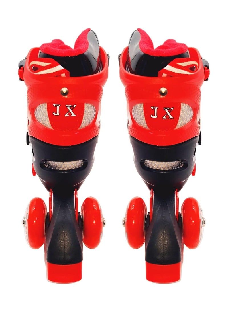 Generic - Adjustable Inline Skates with 4 Illuminated Flashing Wheels, Comfortable for Adult, Red Colour, Size (39-42 cm), Easy To Use - Image 1