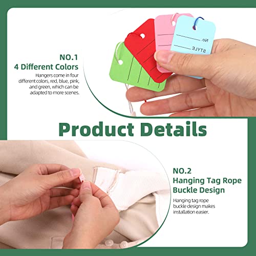 Keadic 1300Pcs Clothing Price Tags and Hang Tag String Color Assortment Set with Black Metal Gourd Safety Pins, 4 Colors Paper Shopping Coupon Tags and Nylon Fastener String for Clothes Retail Store - Image 4