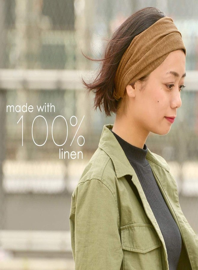 CHARM Womens Linen Head Band Mens Bandana Natural Elastic Hairband Sports Fashion Wrap Burgundy - Image 2