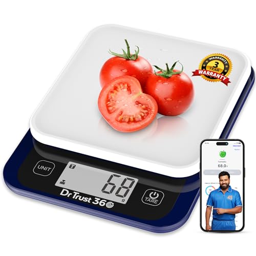 Dr Trust USA Smart Nutrition Electronic Kitchen Digital Scale Weighing Machine for Health, Fitness, Diet, Nutrition, Cooking & Home Baking with Bluetooth, Bright LCD, Touch Button, Tare Function(5 Kg) - Image 1