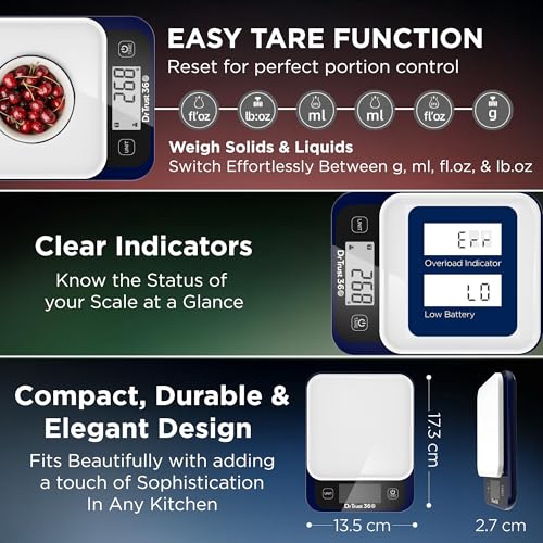 Dr Trust USA Smart Nutrition Electronic Kitchen Digital Scale Weighing Machine for Health, Fitness, Diet, Nutrition, Cooking & Home Baking with Bluetooth, Bright LCD, Touch Button, Tare Function(5 Kg) - Image 4