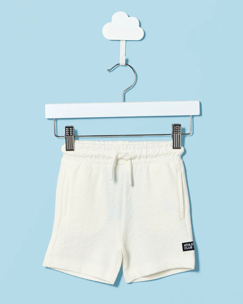 Redtag Infant Boys White Loose Knit Active Shorts