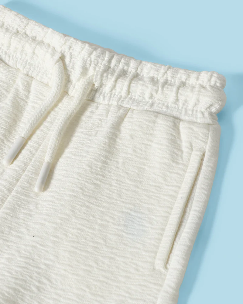 Redtag Infant Boys White Loose Knit Active Shorts