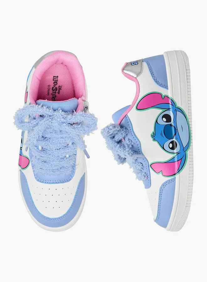 ديزني Girls Stitch Print Lace-Up Sneakers