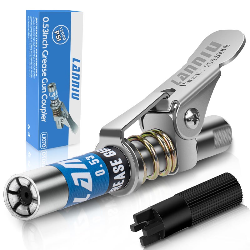 LANNIU Grease Gun Coupler 053 Strong Locking Quick Release Grease Gun Tips12000 PSI No Leakage Grease Couplers Compatible with All Grease Guns 18 NPT Grease Gun Fitting - Image 3