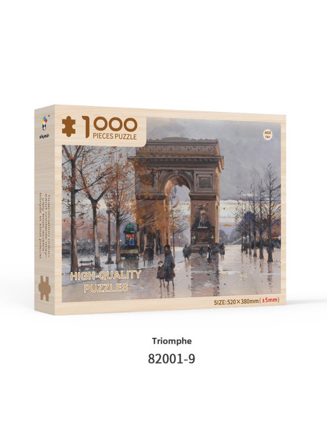 Middle-aged And Elderly Adult Black And White Difficult Decompression Wooden Puzzle 1000 Advanced Toys-Color:Arc De Triomphe 1000 Piece (52*38cm) - Image 1